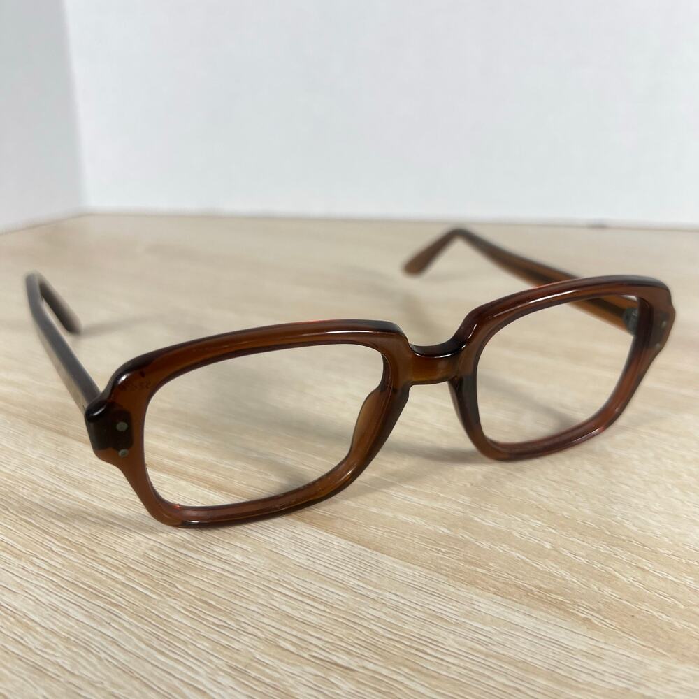 Vintage USS 4 1/2 - 5 3/4 USS 52-20 Eyeglasses Full Rim Frames ONLY Brown